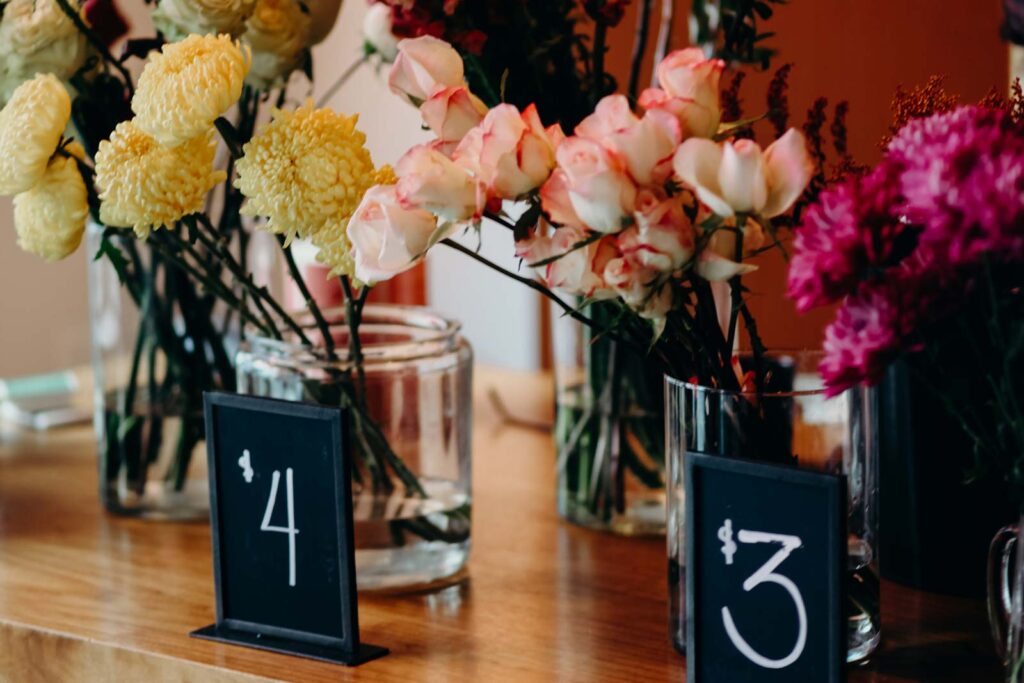 Dried flowers on display